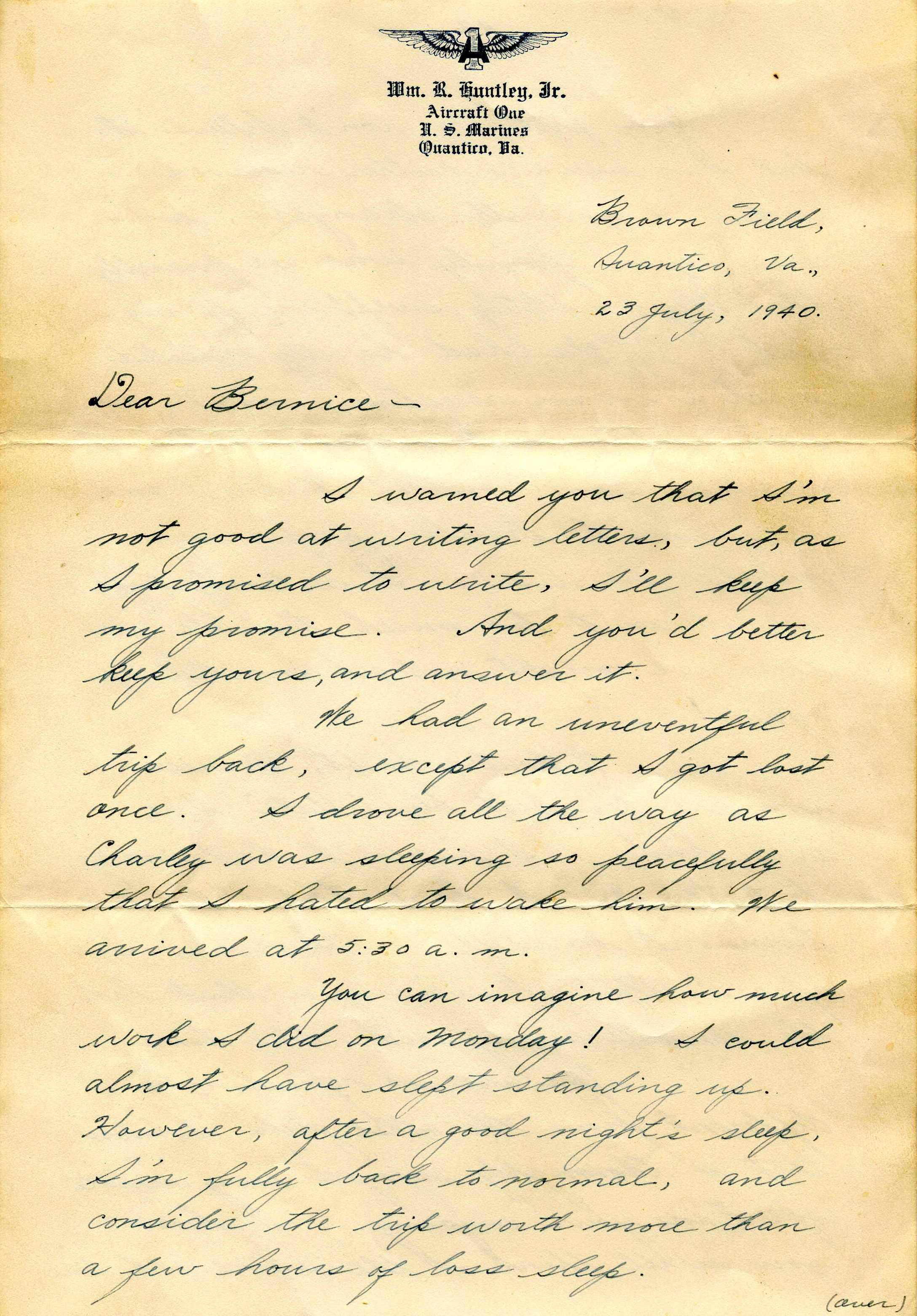 Bill's First Letter: Page 1