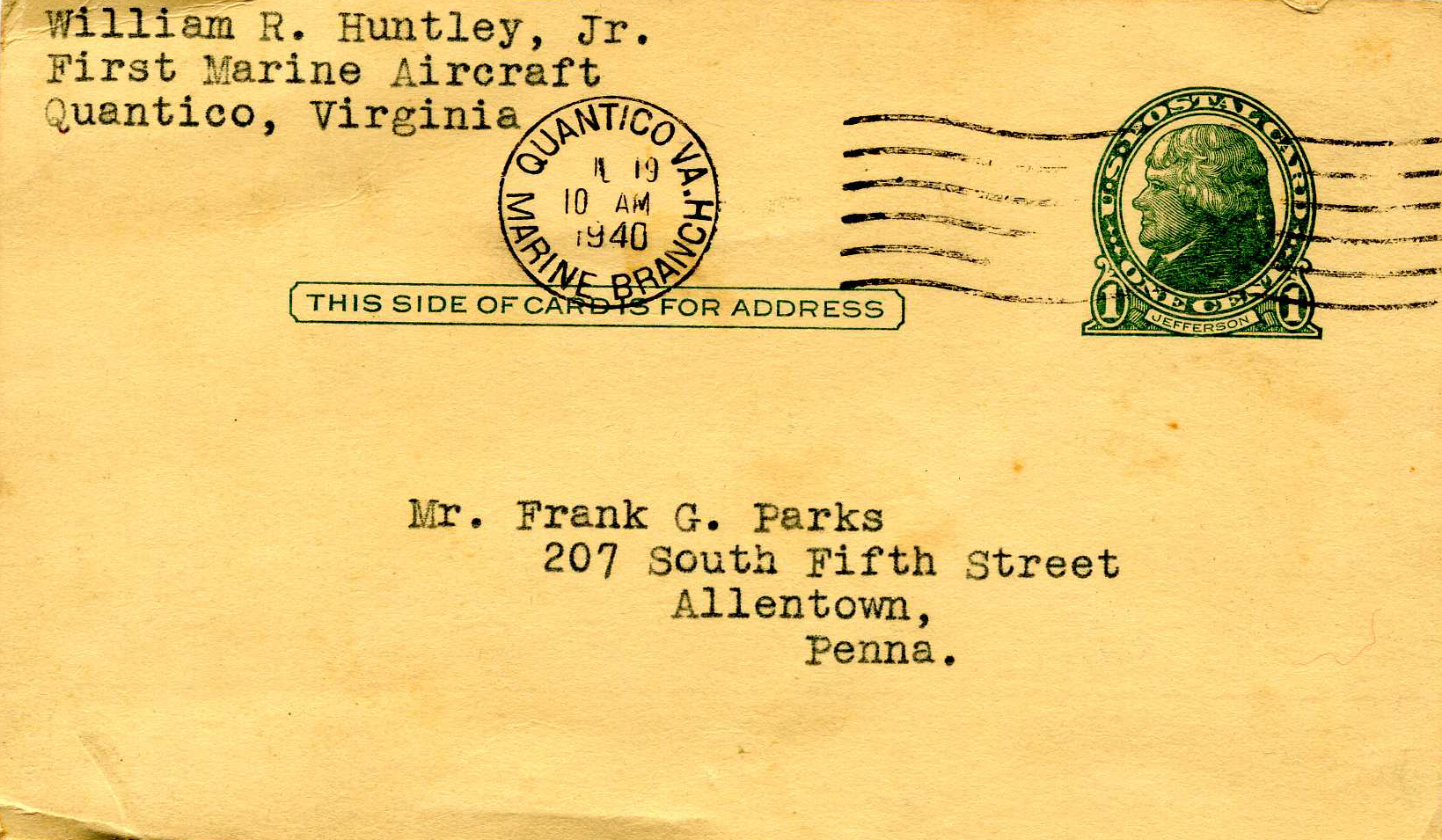 Postcard: Front with Addresses