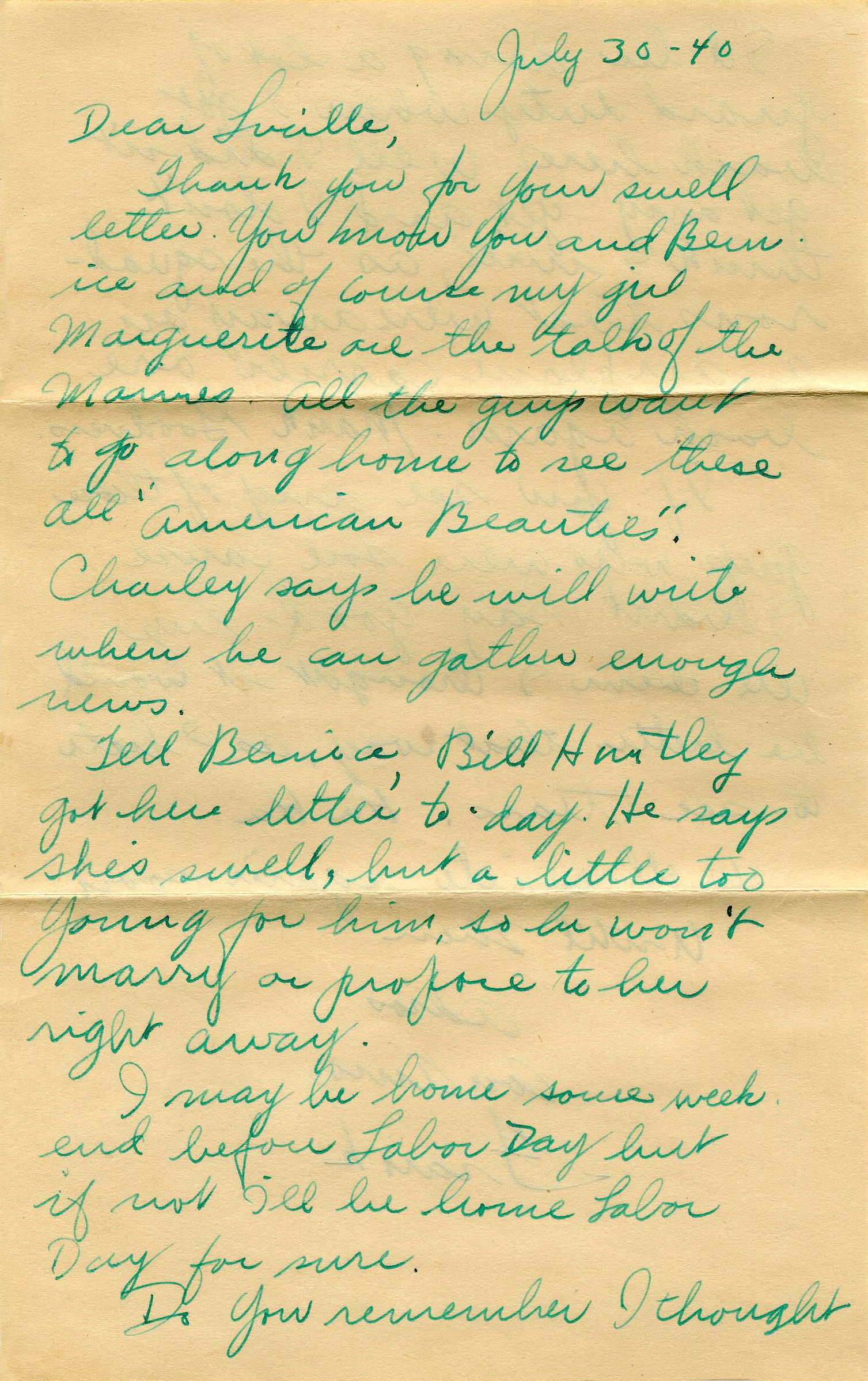 Frank's Letter Home - Note to Lucille