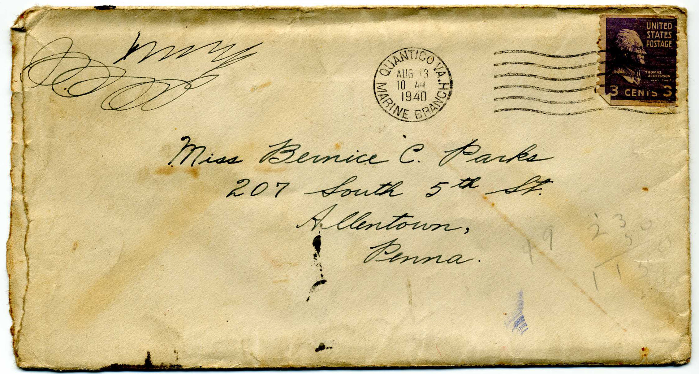 Brown Field - Front of Envelope